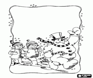 Kardan adam ve yürüme çocuklar boyama