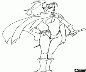 Bir katana bir samuray kadınla boyama