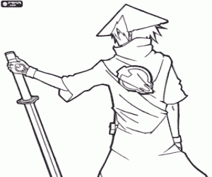 Katana ile samuray savaşçı boyama