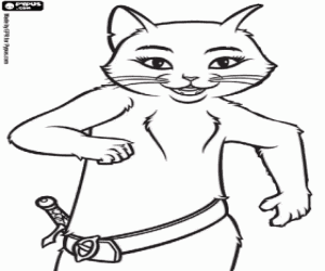 Kitty, arkadaş Çizmeli Kedi boyama