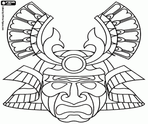 Klasik bir samuray maskesi boyama