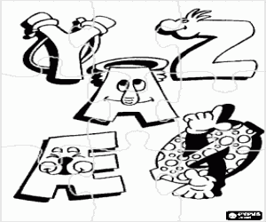 Komik harfleri yapboz boyama