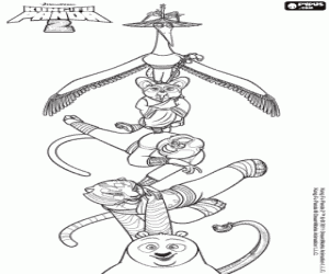 Yedi Kung Fu ustaları boyama