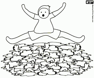 Kuru sonbahar yaprakları ve çocuk boyama