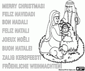 Kutsal Aile ile Noel kartı boyama