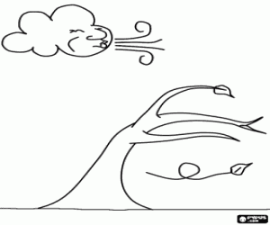 Kuvvetli rüzgar bir ağaç hits boyama