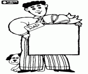 Köpeğini ve hediye ile bir baba boyama