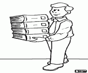 Kütüphaneci kitaplar boyama