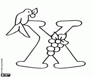 Küçük bir kuş ile harf X boyama