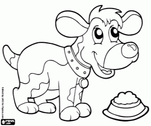 Küçük köpek yemeklerden memnun boyama