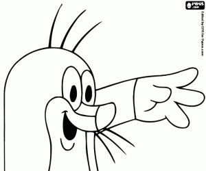 Küçük köstebek Krtek'in mutlu selamı boyama