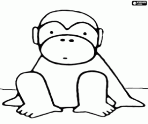 Küçük maymun katta oturan boyama