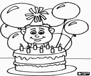 Küçük bir çocuk doğum günü partisi boyama