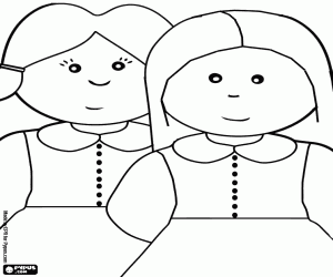 Iki kız dikkatle izliyor boyama