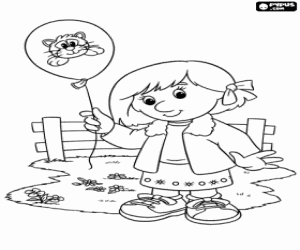 Lucy bir balon ile boyama