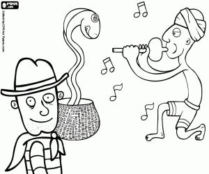 Maceracı ve yılan oynatan kimse boyama