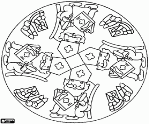 Bir mandala Aziz Nikola ile boyama