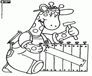 Bir marangoz olarak bir zürafa boyama