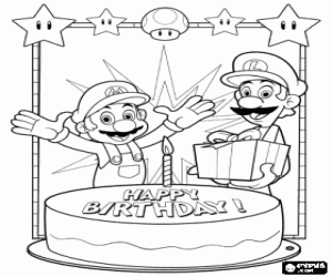 Mario ve Luigi ile doğum günü boyama