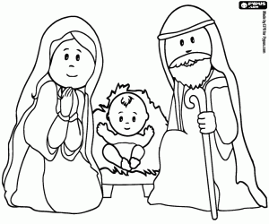 Mary, Joseph ve İsa yemlik boyama