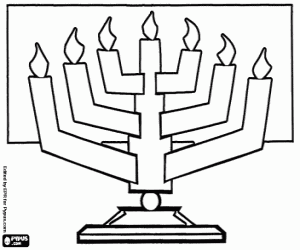 Menorah, bir Yahudi şamdan boyama