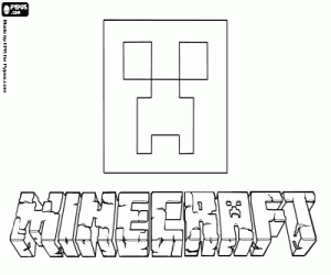 Minecraft ve bir Creeper logosu boyama