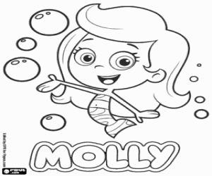 Molly Bubble Guppies deniz kızı boyama
