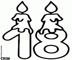 Mumlar ile sayı onsekiz boyama