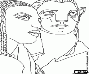 Na'vi avatar ve Jake bir Neytiri boyama