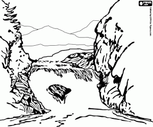 Bir nehir şelale peyzaj boyama