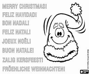 Noel Baba'nın şapka ile Noel kartı boyama