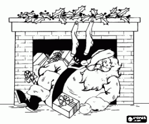 Noel Baba şömine önünde boyama