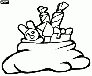 Noel hediye çanta ve bir peluş boyama