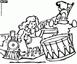 Noel hediyeleri ile küçük bir kız boyama