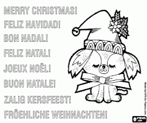 Noel kartı ile bir köpek yavrusu boyama