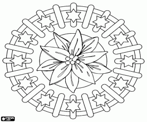 Noel mandala bir poinsettia ile boyama