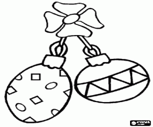 Noel topları veya yılbaşı baubles bir kurdele ile bağlı boyama