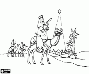 Noel yıldızı ve üç Magi boyama