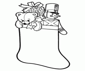 Noel çorap hediyelerle dolu boyama