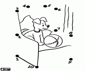 Nokta nokta, köpek ve topu boyama