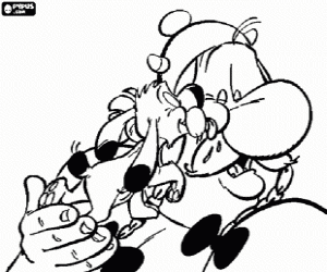 Oburiks yüz köpek yalıyor boyama