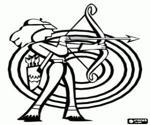 Okçu hedef yanındaki boyama