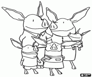 Olivia ailesiyle birlikte domuz yavrusu boyama