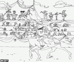 Bir ortaçağ turnuva şövalye boyama