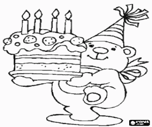 Oyuncak ayı doğum günü boyama