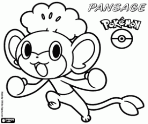 Pansage, bir maymun Pokémon boyama