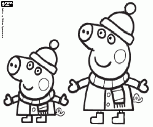 Peppa ve George kışın boyama