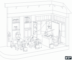 Playmobil sınıfta çocuklar boyama