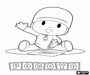 Pocoyo berabere bir kağıt üzerinde boyama