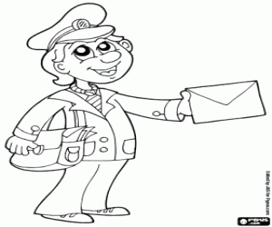 Postacı, bir bayan postacı boyama